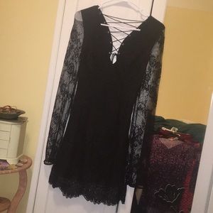 Black lace mini dress